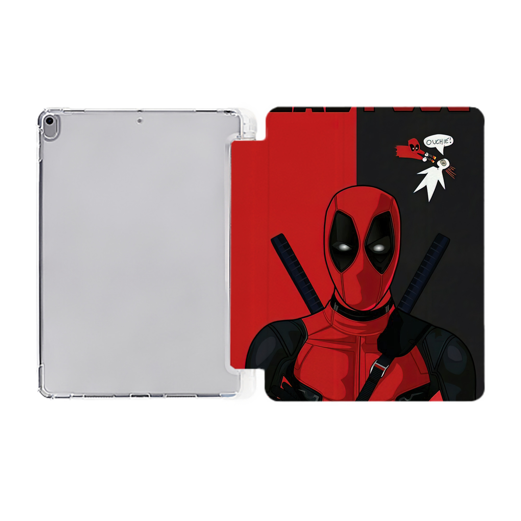 （画像用） Deadpool デッドプール IPad ケース ペン収納付き 三つ折りスタンド PUレザー×シリコン 対応機種9.5/10.5/10.9インチ